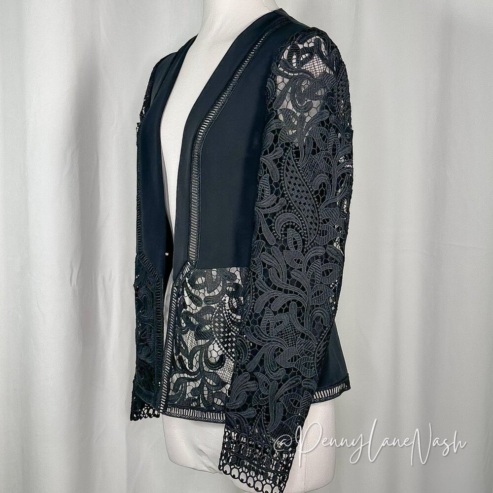 Ted Baker Liela Sheer Lace Panel Jacket Size 2 Black - Picture 5 of 11